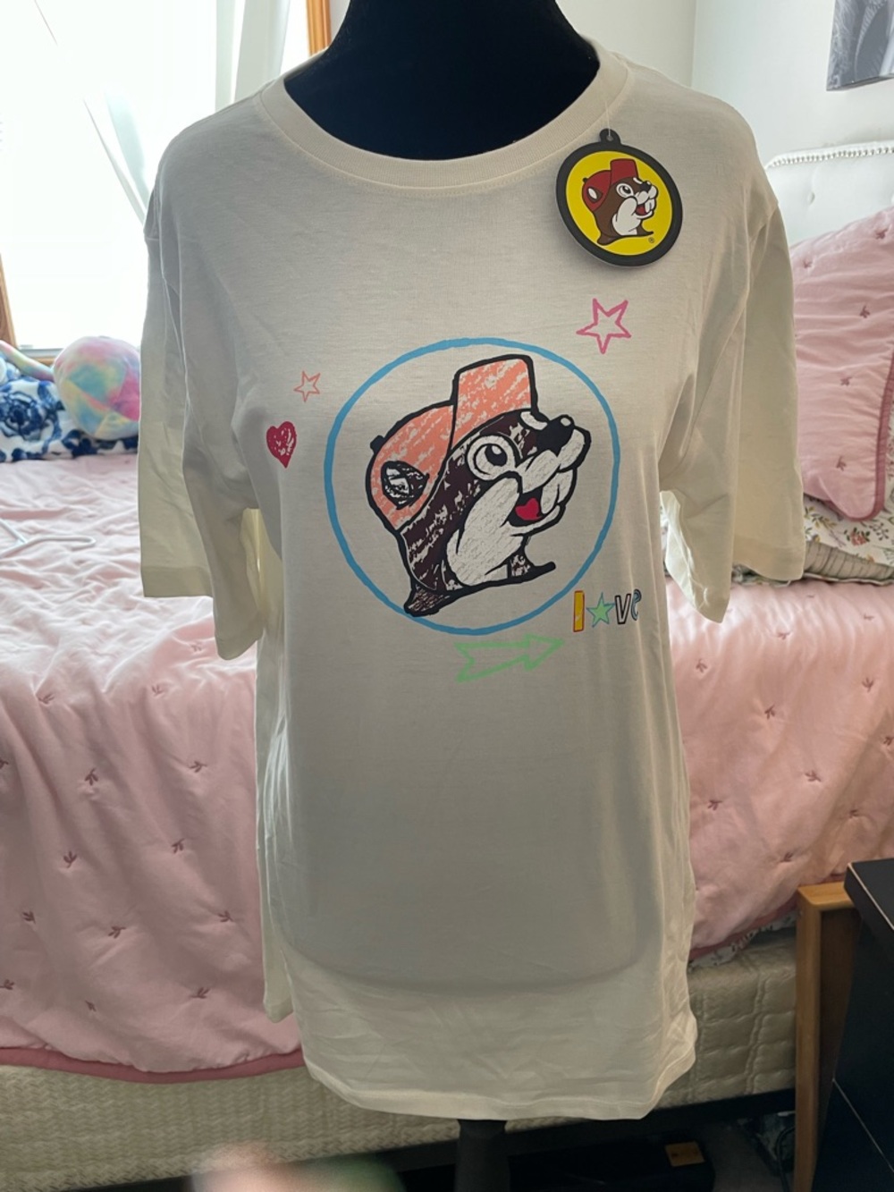 NWT BUC -EE’S Graphic Tee with Cartoon Character in Cream